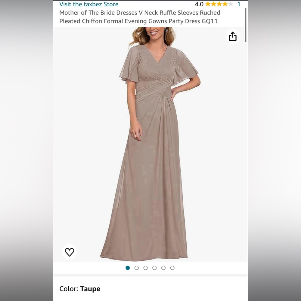 Mother of The Bride Dress V Neck Ruffle Sleeves Ruched Pleated Chiffon